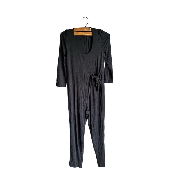 The Nines by Hatch Womens Jumpsuit‎ Maternity One Piece Tie Waist Black XS - Picture 1 of 3